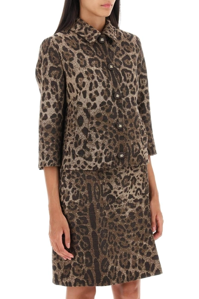 Shop Dolce & Gabbana Wool Jacquard Bolero Jacket With Leopard Motif