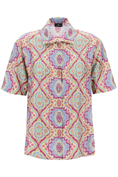 Shop Etro Short Sleeved Silk Printed Shirt
