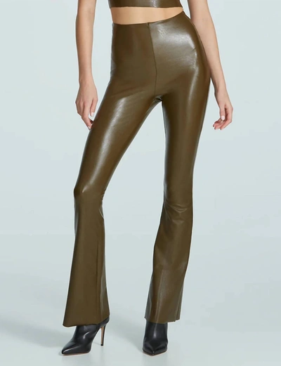 Shop Commando Women's Faux Leather Flare Leggings In Cadet In Gold