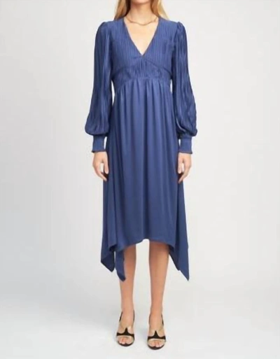 Shop En Saison Lisa Midi Dress In Satin Blue In Multi