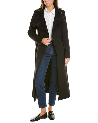 Shop Kenneth Cole New York Belted Maxi Wool-blend Coat In Black