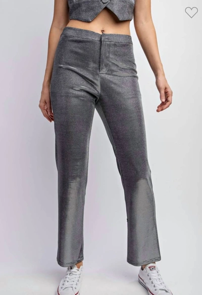 Shop Edit By Nine Metallic Knit Pants In Silver