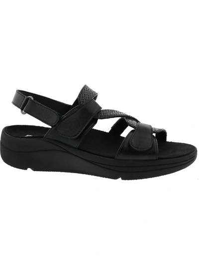 Shop Drew Serenity Womens Faux Leather Slingback Sport Sandals In Black