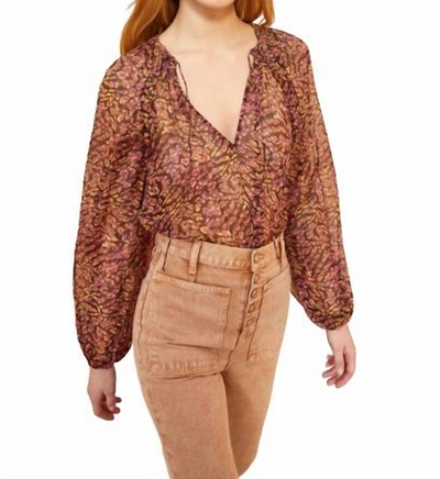 ULLA JOHNSON PAULINE BLOUSE IN POMEGRANATE 