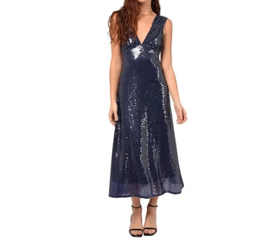 Shop Adelyn Rae Konnie Tie Back Midi Sequin Dress In Midnight In Multi