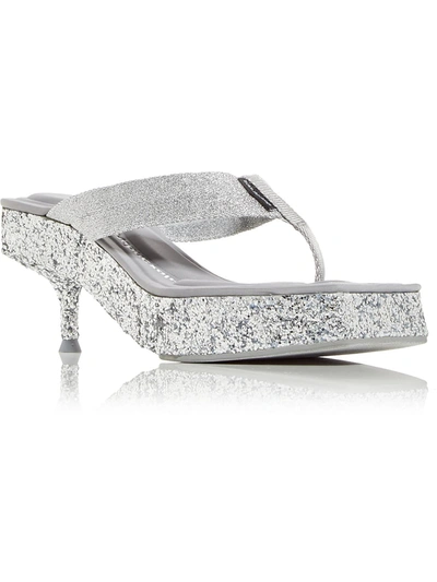 Shop Alexander Wang Jessica Womens Metallic Glitter Heels In Silver