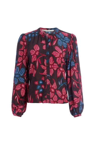 Shop Marie Oliver Kendra L/s Blouse In Mocha Blossom In Multi