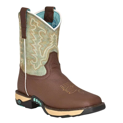 Shop Corral Ladies Hydro Resist Work Western Boots In Chocolate/mint In Blue