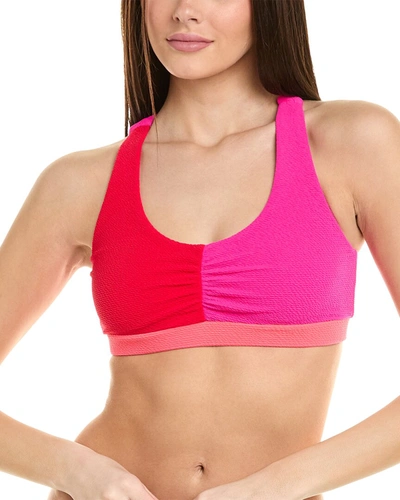 Shop Terez Textured Sport Bikini Top In Red