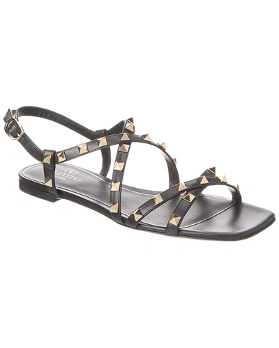 Shop Valentino Rockstud Leather Sandal In Black