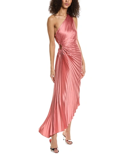 Shop Dress Forum Asymmetrical Pleated Maxi Dress In Pink