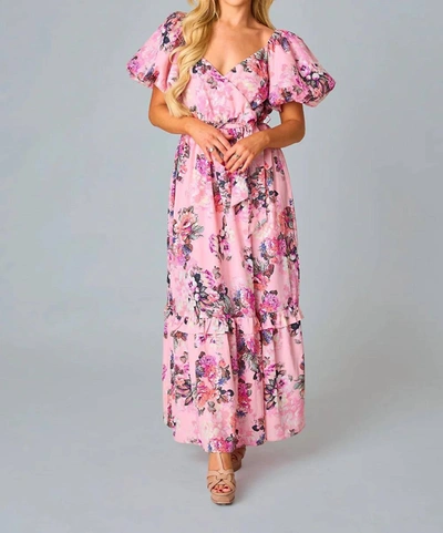Shop Buddylove Sydney Puff Sleeve Maxi Dress In Bashful In Multi