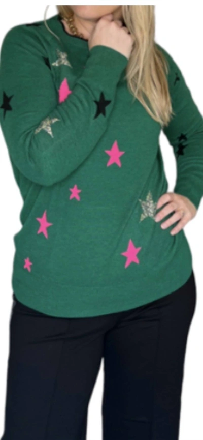 Shop Vilagallo Intarsia Stars Sweater In Green