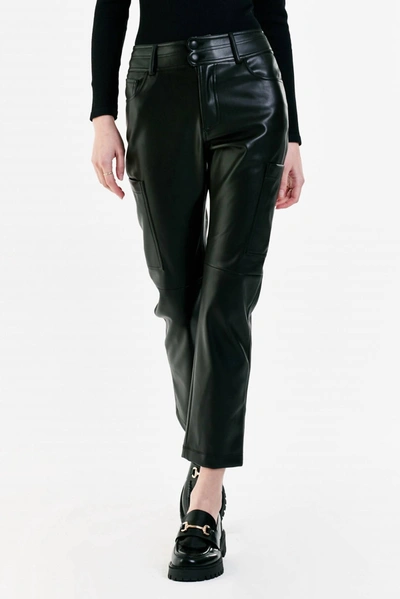 Shop Dear John Denim Women's Brooklyn Slim Straight Crop Leather Pants In Black