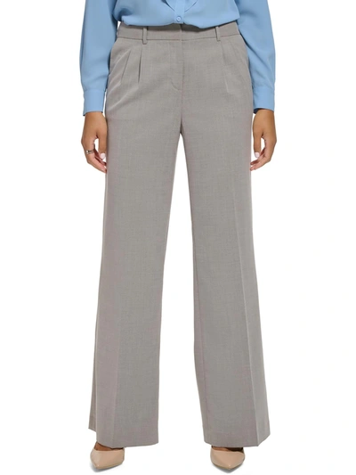 Shop Calvin Klein Womens High Waist Business Wide Leg Pants In Grey