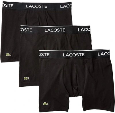 Shop Lacoste Men's Casual Classic 3 Pack Cotton Stretch Boxer Briefs In Black In Grey