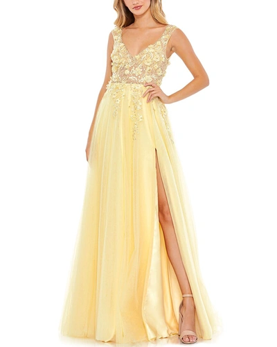 Shop Mac Duggal A-line Gown In Yellow