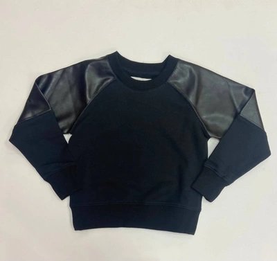 Shop Central Park West Women's Sweatshirt W/ Pleather Accents In Black