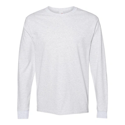 Shop Hanes Essential-t Long Sleeve T-shirt In Grey