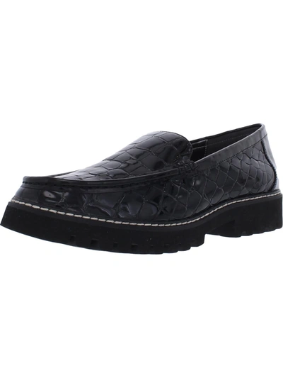 Shop Donald J Pliner Hope 66 Womens Patent Leather Embossed Loafer Heels In Multi