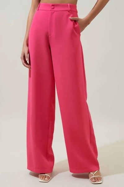 Shop Sugarlips Big Boss Energy High Waist Wide Leg Trouser In Fuchsia In Pink