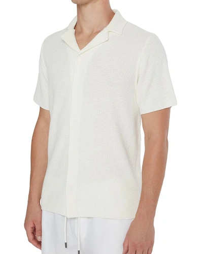 Shop Onia Cotton Textured Camp Shirt In Beige