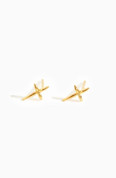 Shop Able Droplet Cross Studs In Gold