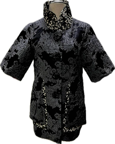 An Ren Ruffle Pocket Jacket In 9176blk In Multi