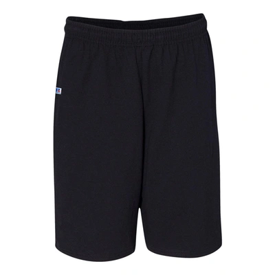 Shop Russell Athletic Essential Jersey Cotton Shorts With Pockets In Black