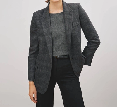 Shop Nili Lotan Diane Blazer In Charcoal Plaid In Multi