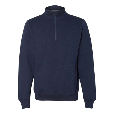 Shop Russell Athletic Dri Power Quarter-zip Cadet Collar Sweatshirt In Blue