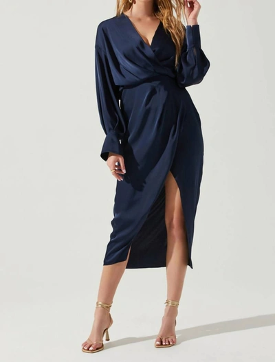 Shop Astr Sadyra Midi Dress In Midnight Blue