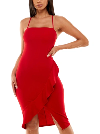 Shop Crystal Doll Juniors Womens Strappy High-low Midi Dress In Red