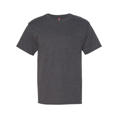 Shop Hanes Beefy-t Pocket T-shirt In Grey