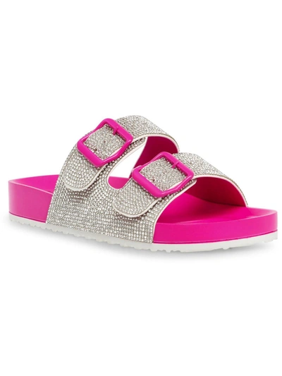 Shop Betsey Johnson Mellany Womens Rhinestone Footbed Slide Sandals In Multi
