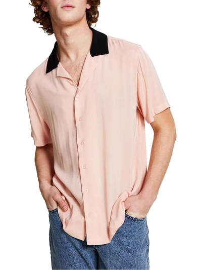 Shop And Now This Mens Contrast Trim Collared Button-down Shirt In Pink