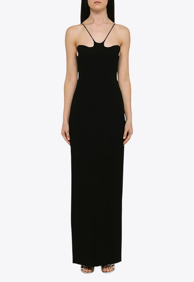 Shop Monot Asymmetrical Neckline Maxi Dress In Black