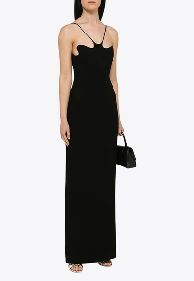 Shop Monot Asymmetrical Neckline Maxi Dress In Black