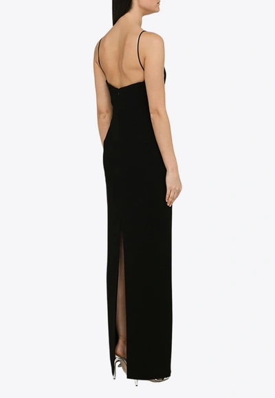 Shop Monot Asymmetrical Neckline Maxi Dress In Black