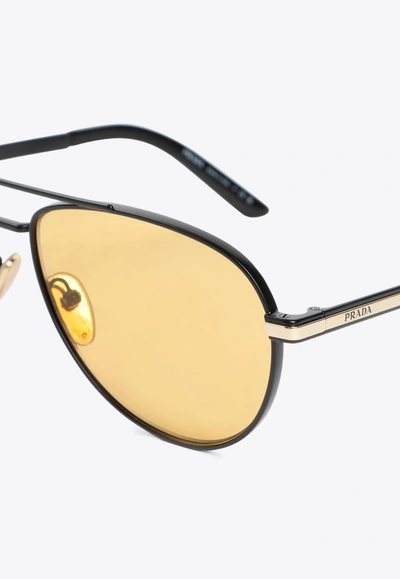 Shop Prada Aviator Acetate Sunglasses In Yellow