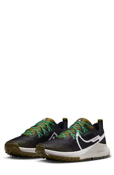 Shop Nike React Pegasus Trail 4 Running Shoe In Black/ White/ Olive/ Green