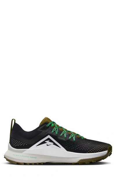 Shop Nike React Pegasus Trail 4 Running Shoe In Black/ White/ Olive/ Green