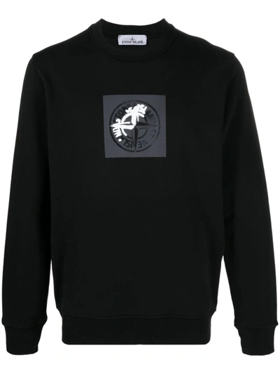 Shop Stone Island Crewneck Sweatshirt 'institutional One' Print In Black