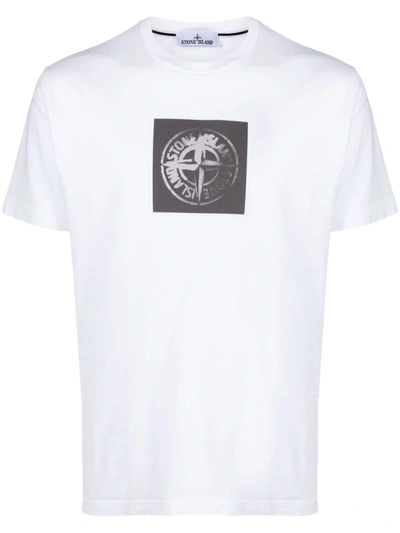 Shop Stone Island T-shirt 'institutional One' Print In White