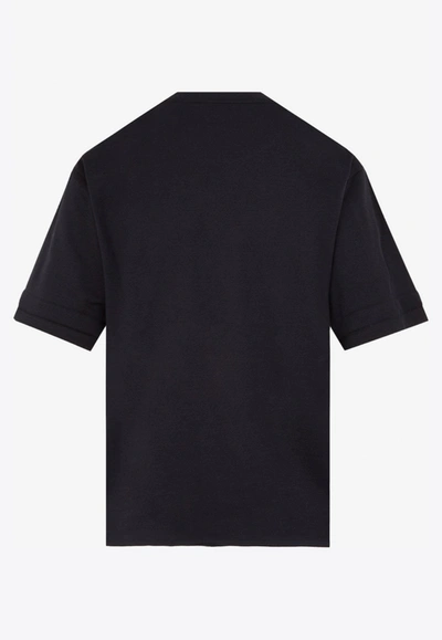 Shop Saint Laurent Central Logo Cotton T-shirt In Black