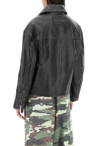 Shop Acne Studios "vintage Leather Jacket With Distressed Effect