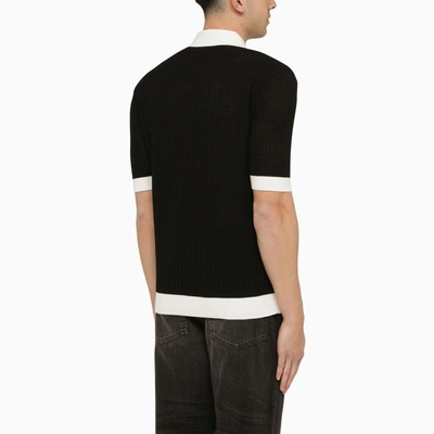Shop Amiri Short Sleeve Polo Black And White