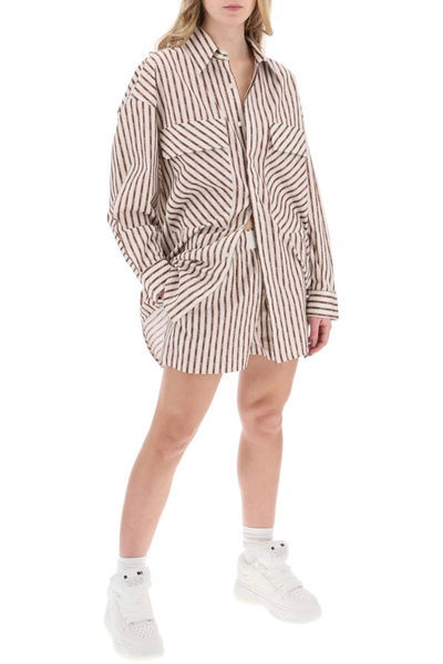 Shop Amiri Striped Pajama Shorts