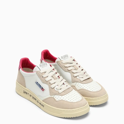 Shop Autry Medalist Trainer In White/pink Leather And Suede