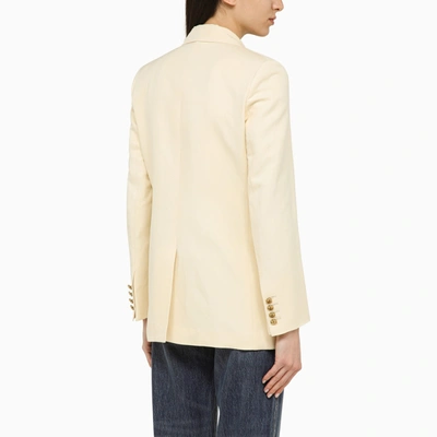 Shop Blazé Milano Cream Coloured Savannah Jacket In Linen And Silk
